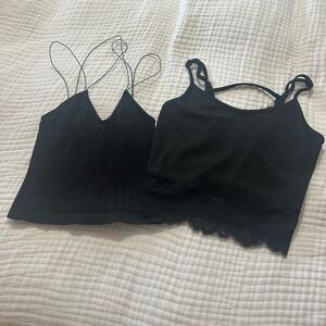 Black Lace Trim Camisole Set